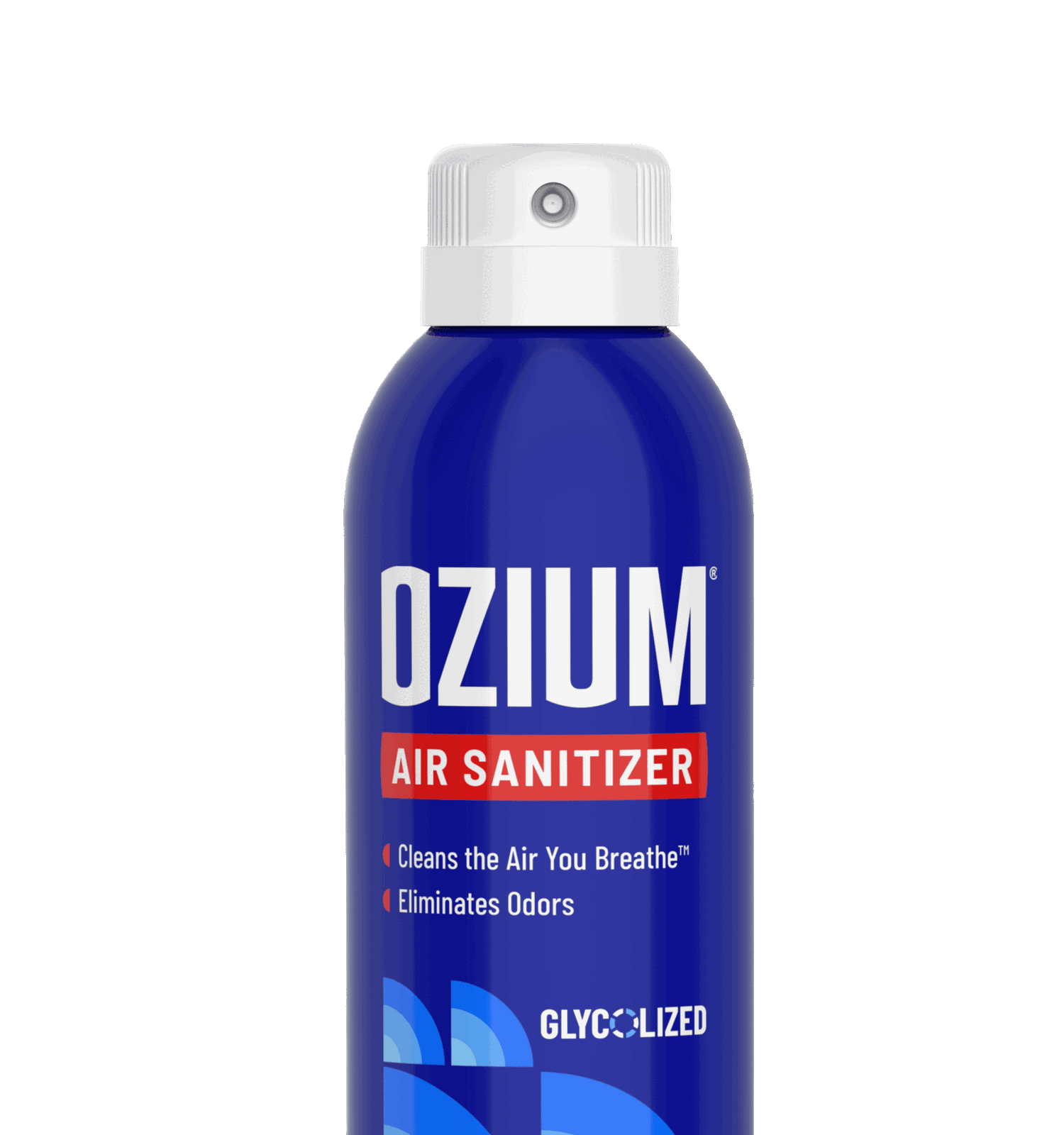 Ozium can with flashing Ozium logo in background