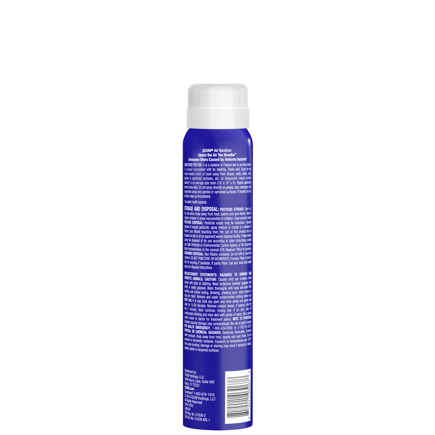 Air Sanitizer Spray back of package