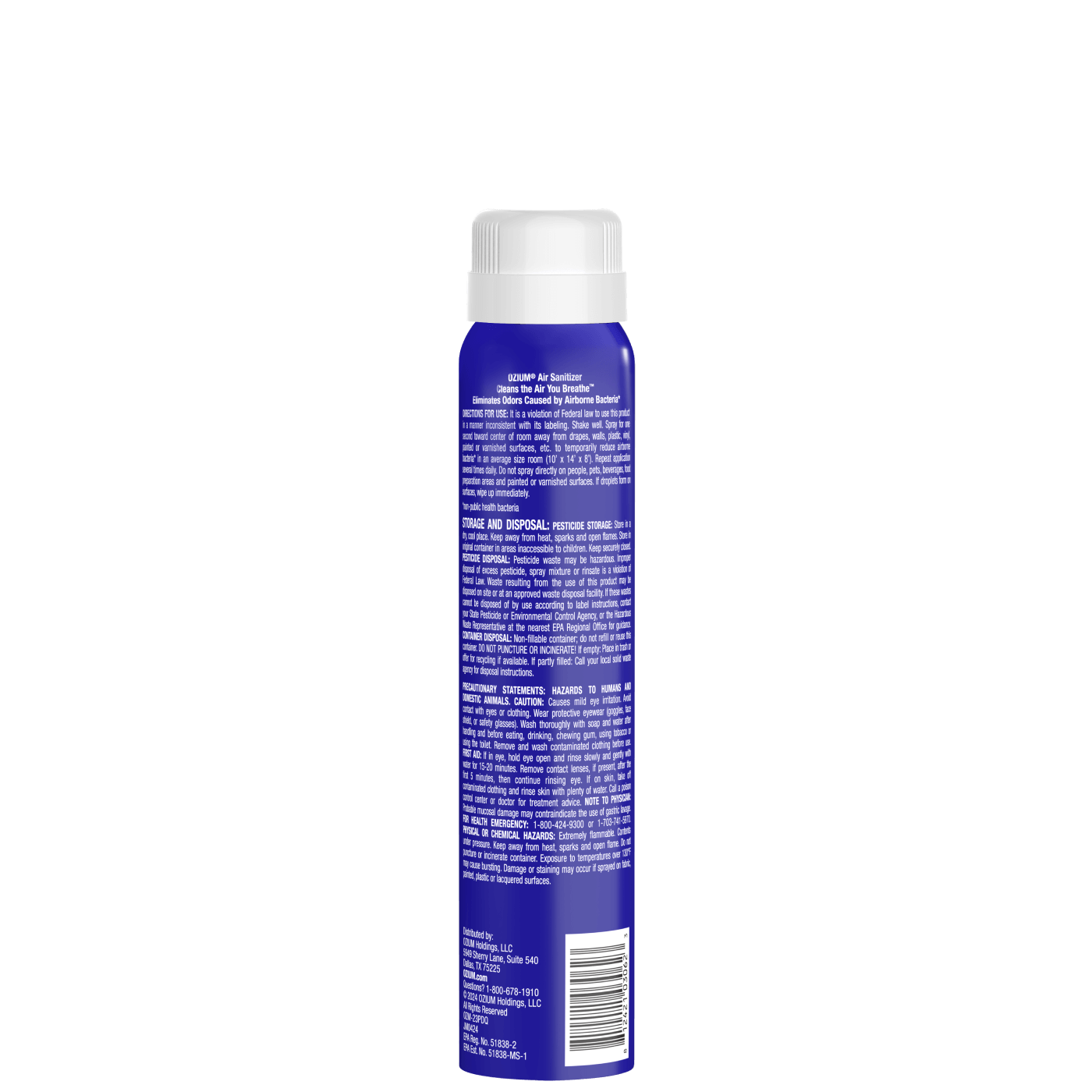 Air Sanitizer Spray back of package