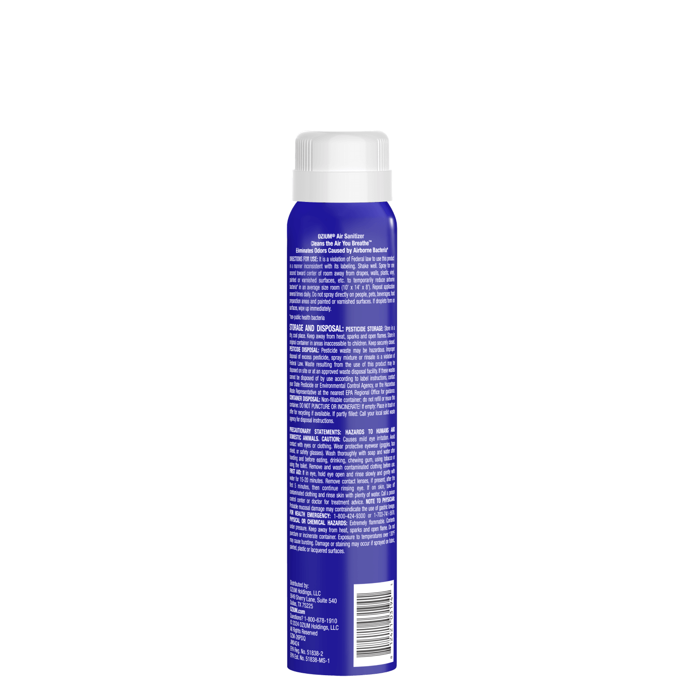 Air Sanitizer Spray back of package